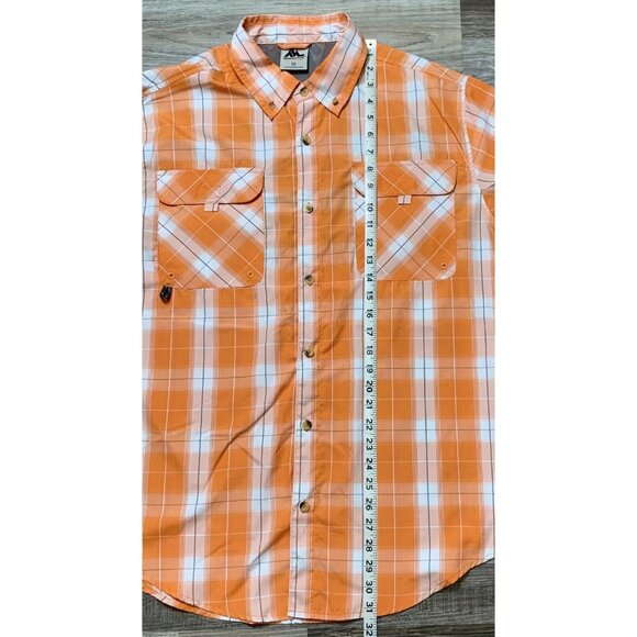 Mountain Club Mens Orange Plaid Long Sleeve Button-Down Shirt Vented Size Medium - Picture 9 of 13